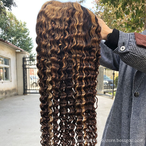 Deep Wave Highlight Lace Front Wig Full Lace Wigs 13x6 Blonde Highlights Colored Hd Lace Wig Highlighted Human Hair 1 Piece Only